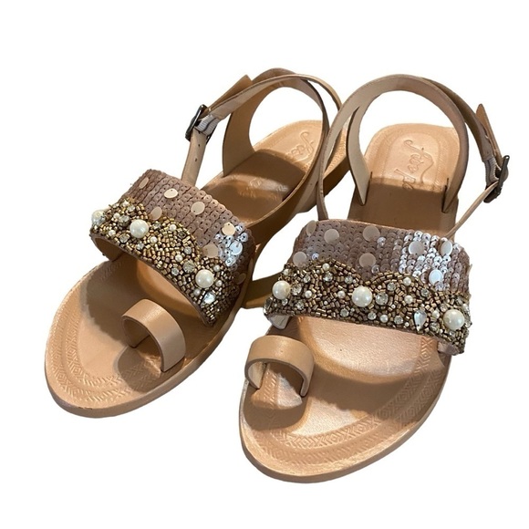 Free People Sun Peaks Embellished Sandals in Sandbar size 41/9 - Picture 8 of 8